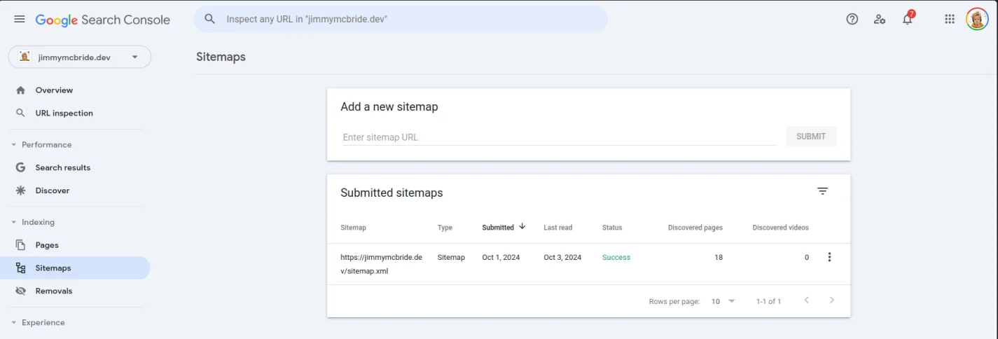 google search console add sitemap